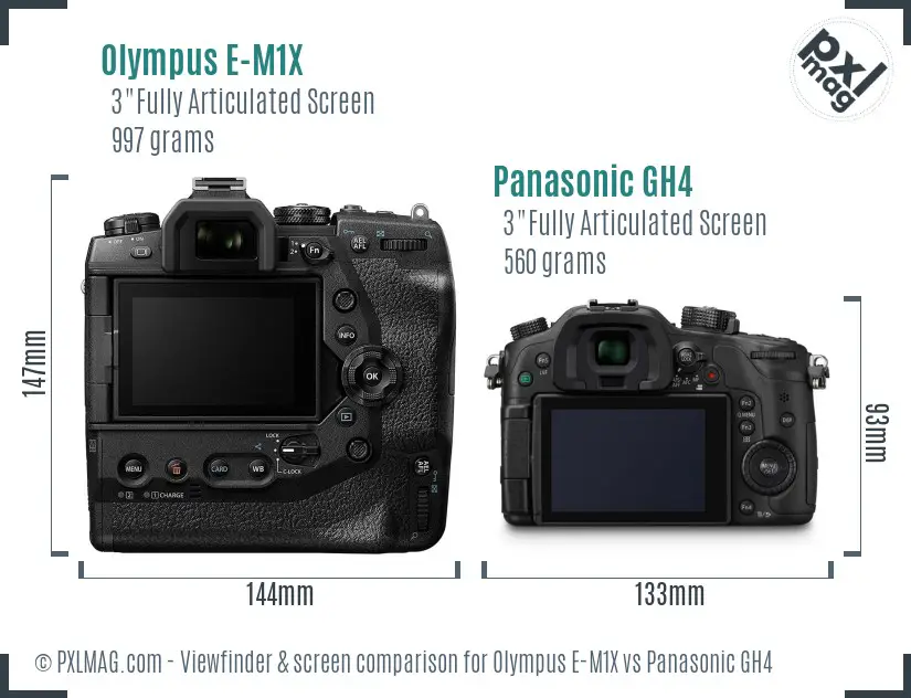 Olympus E-M1X vs Panasonic GH4 Screen and Viewfinder comparison