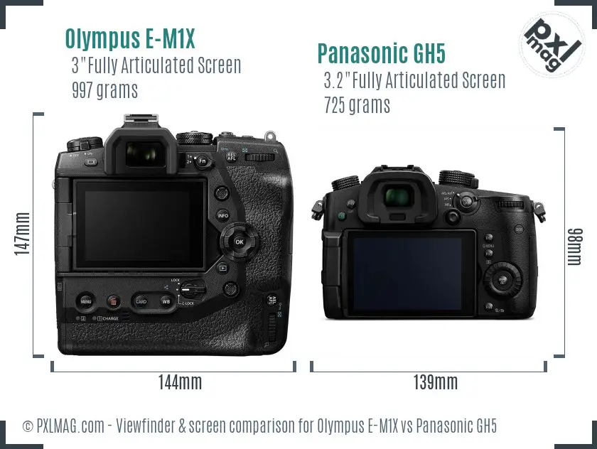 Olympus E-M1X vs Panasonic GH5 Screen and Viewfinder comparison