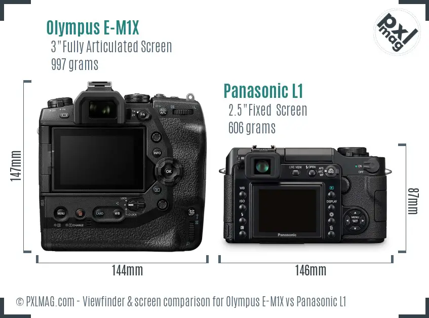 Olympus E-M1X vs Panasonic L1 Screen and Viewfinder comparison