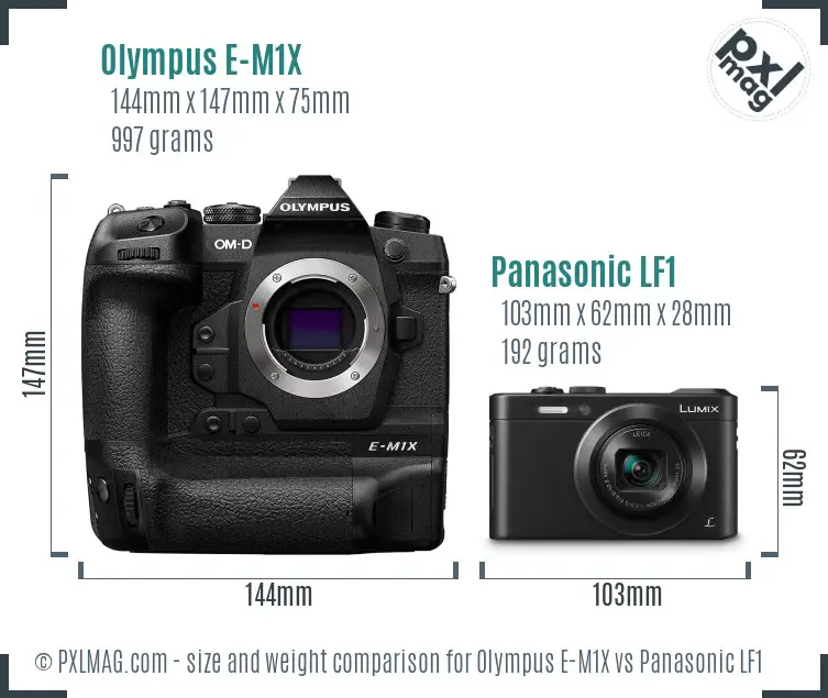 Olympus E-M1X vs Panasonic LF1 size comparison