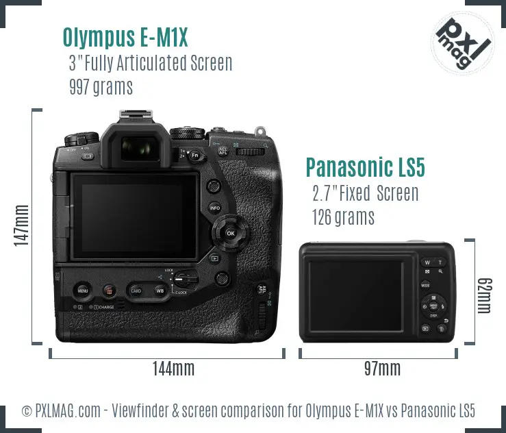 Olympus E-M1X vs Panasonic LS5 Screen and Viewfinder comparison