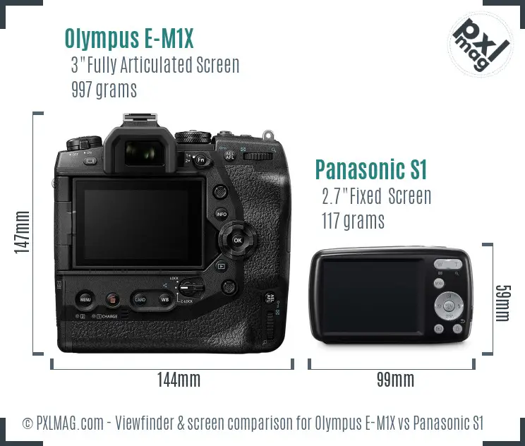 Olympus E-M1X vs Panasonic S1 Screen and Viewfinder comparison