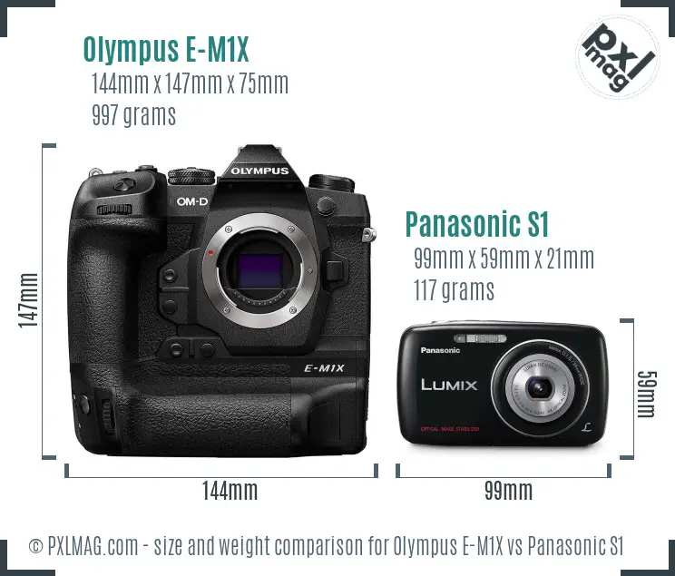 Olympus E-M1X vs Panasonic S1 size comparison