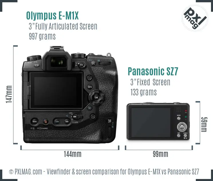 Olympus E-M1X vs Panasonic SZ7 Screen and Viewfinder comparison