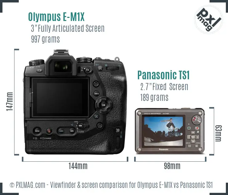 Olympus E-M1X vs Panasonic TS1 Screen and Viewfinder comparison