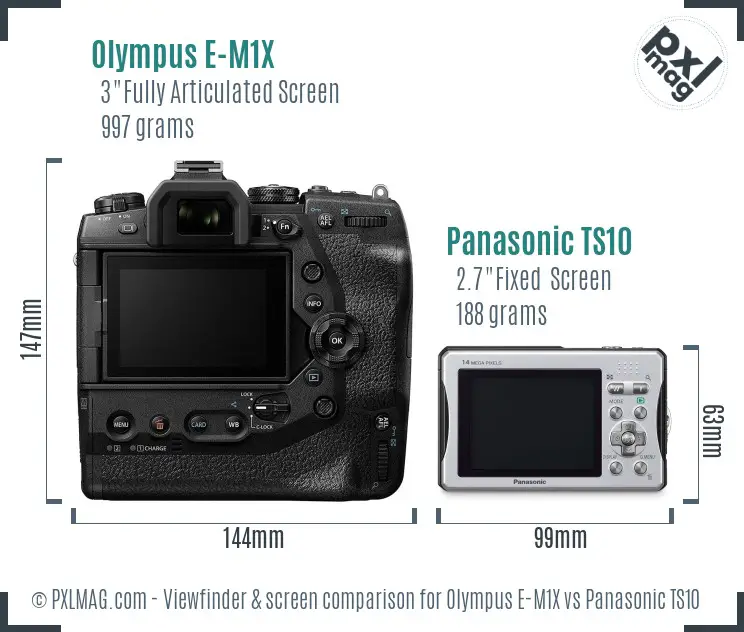 Olympus E-M1X vs Panasonic TS10 Screen and Viewfinder comparison