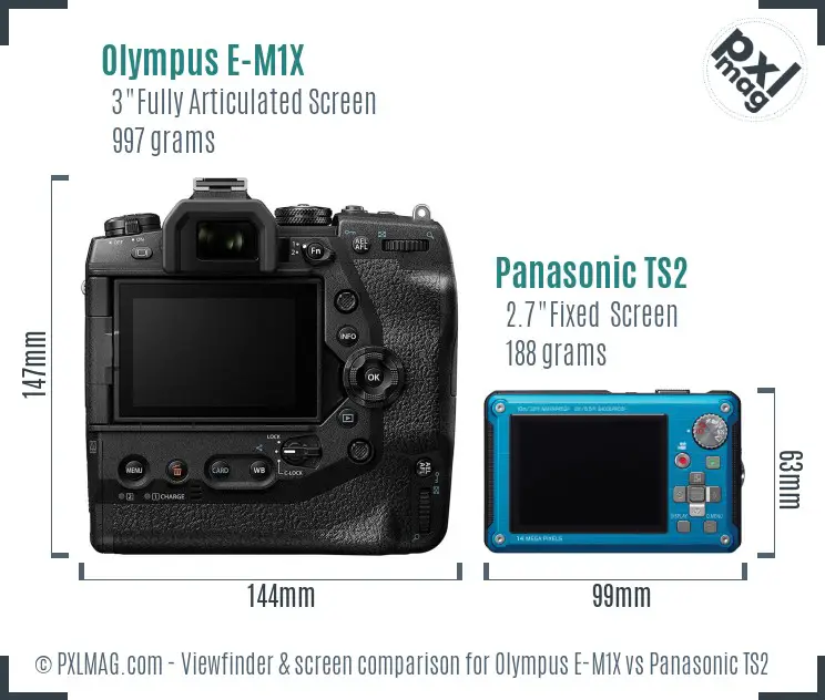 Olympus E-M1X vs Panasonic TS2 Screen and Viewfinder comparison