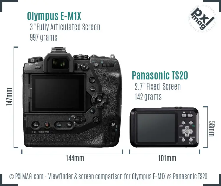 Olympus E-M1X vs Panasonic TS20 Screen and Viewfinder comparison