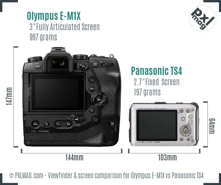 Olympus E-M1X vs Panasonic TS4 Screen and Viewfinder comparison