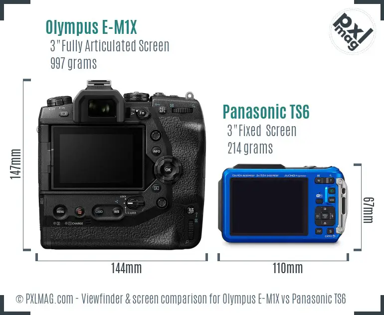 Olympus E-M1X vs Panasonic TS6 Screen and Viewfinder comparison