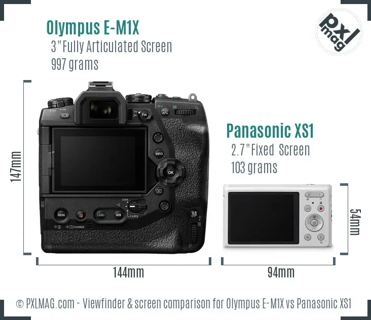 Olympus E-M1X vs Panasonic XS1 Screen and Viewfinder comparison