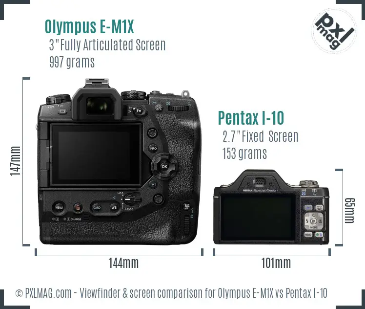 Olympus E-M1X vs Pentax I-10 Screen and Viewfinder comparison