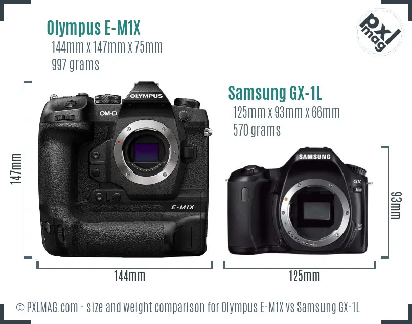 Olympus E-M1X vs Samsung GX-1L size comparison