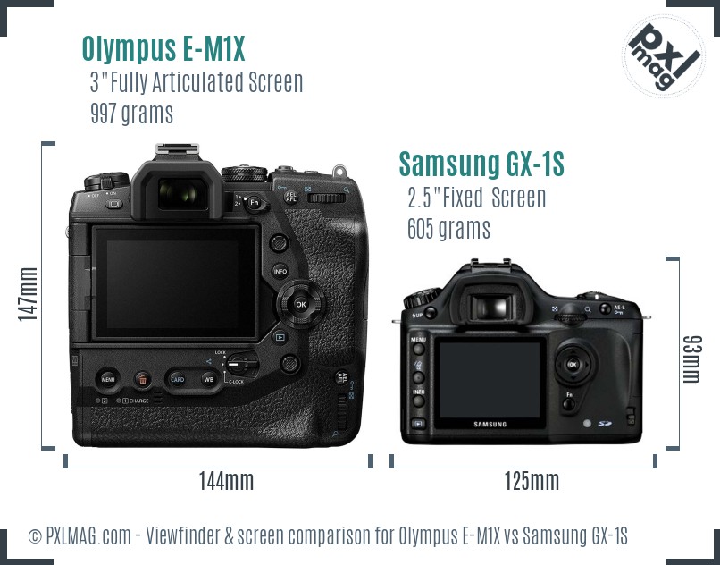 Olympus E-M1X vs Samsung GX-1S Screen and Viewfinder comparison