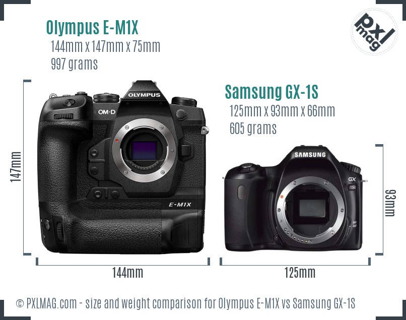 Olympus E-M1X vs Samsung GX-1S size comparison