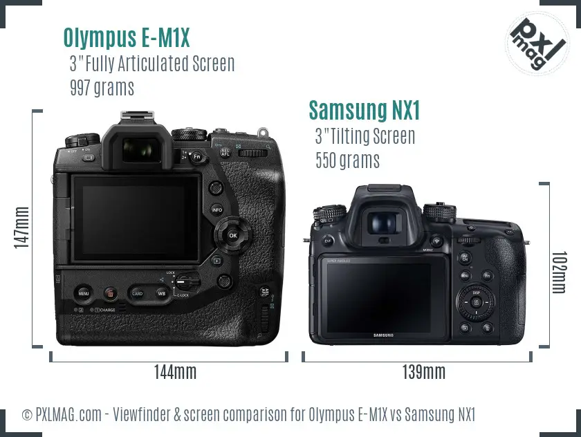 Olympus E-M1X vs Samsung NX1 Screen and Viewfinder comparison