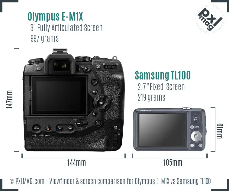 Olympus E-M1X vs Samsung TL100 Screen and Viewfinder comparison Olympus E-M1X vs Samsung TL100 Screen and Viewfinder comparison