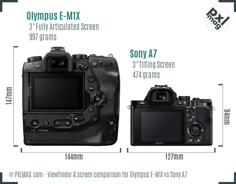Olympus E-M1X vs Sony A7 Screen and Viewfinder comparison