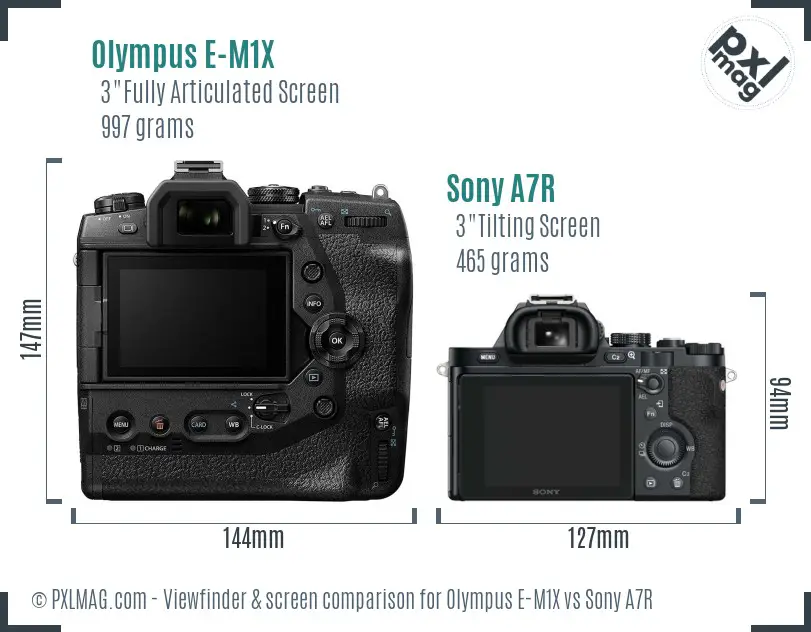 Olympus E-M1X vs Sony A7R Screen and Viewfinder comparison