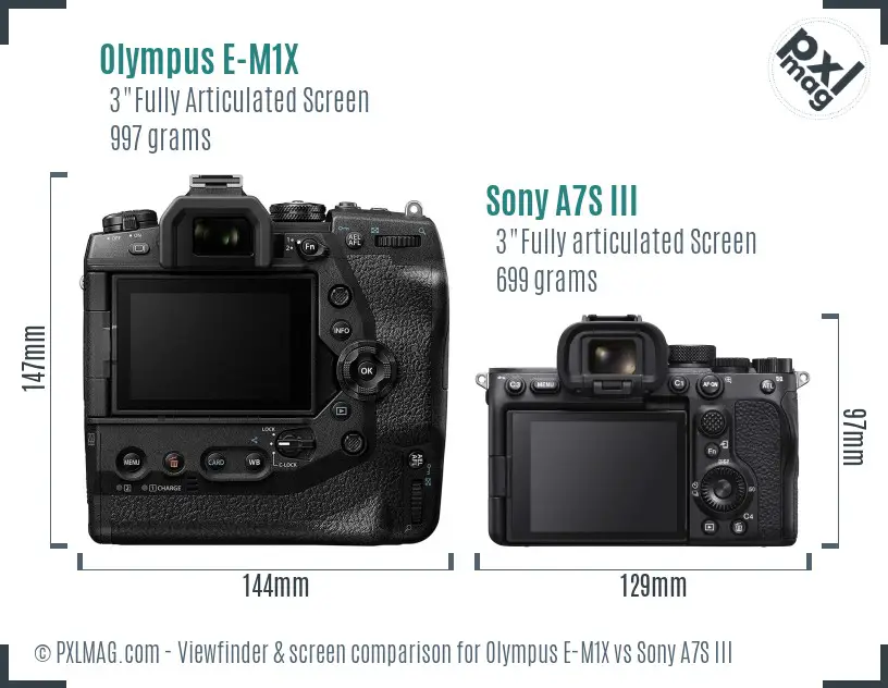 Olympus E-M1X vs Sony A7S III Screen and Viewfinder comparison