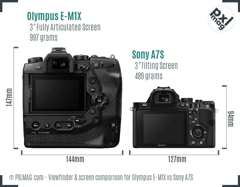 Olympus E-M1X vs Sony A7S Screen and Viewfinder comparison