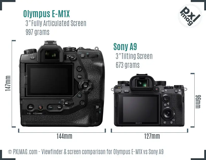Olympus E-M1X vs Sony A9 Screen and Viewfinder comparison