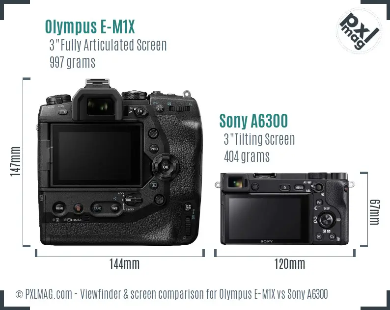 Olympus E-M1X vs Sony A6300 Screen and Viewfinder comparison