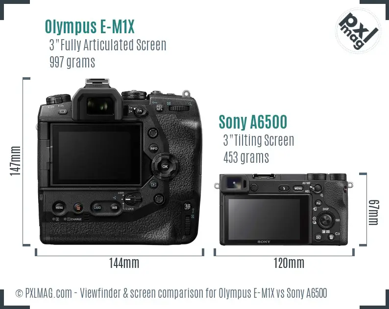 Olympus E-M1X vs Sony A6500 Screen and Viewfinder comparison