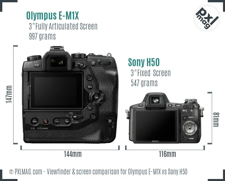 Olympus E-M1X vs Sony H50 Screen and Viewfinder comparison