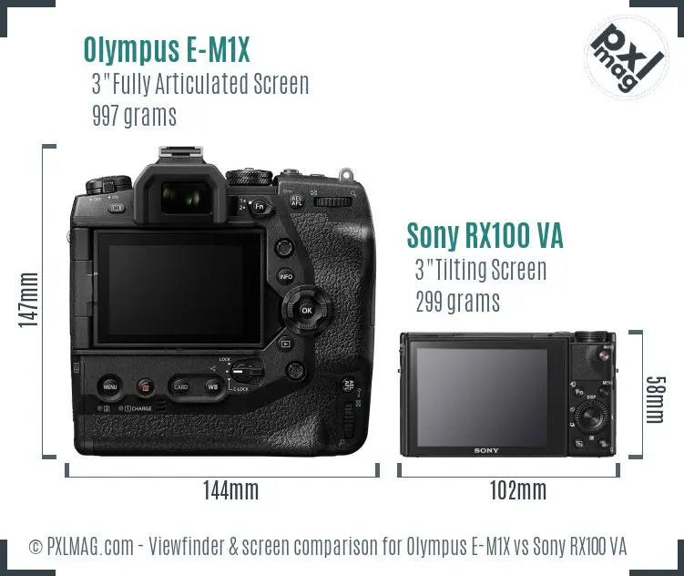 Back screen comparison of Olympus E-M1X and Sony RX100 VA