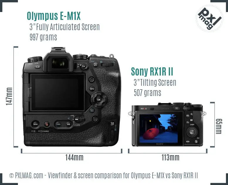 Olympus E-M1X vs Sony RX1R II Screen and Viewfinder comparison Olympus E-M1X vs Sony RX1R II Screen and Viewfinder comparison