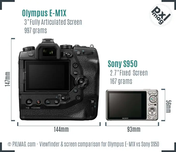 Olympus E-M1X vs Sony S950 Screen and Viewfinder comparison Olympus E-M1X vs Sony S950 Screen and Viewfinder comparison