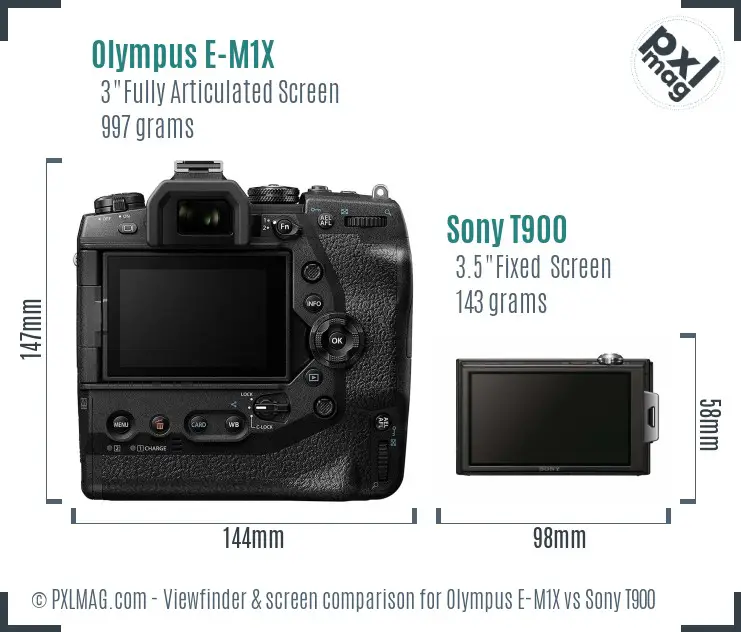Olympus E-M1X vs Sony T900 Screen and Viewfinder comparison Olympus E-M1X vs Sony T900 Screen and Viewfinder comparison