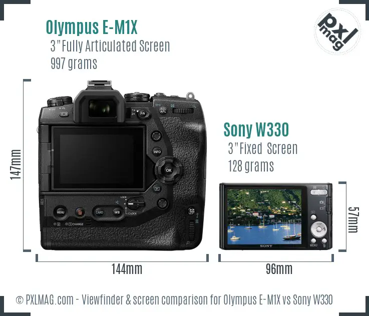 Olympus E-M1X vs Sony W330 Screen and Viewfinder comparison Olympus E-M1X vs Sony W330 Screen and Viewfinder comparison