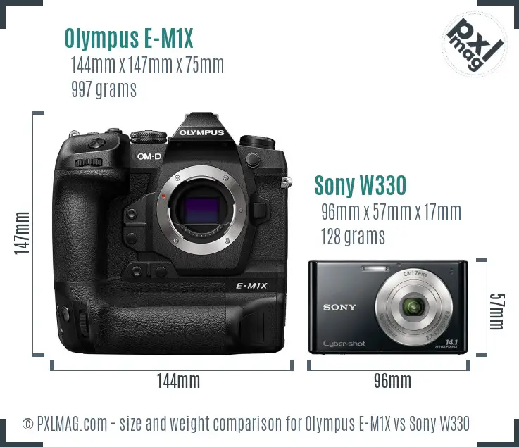 Olympus E-M1X vs Sony W330 size comparison Olympus E-M1X vs Sony W330 size comparison
