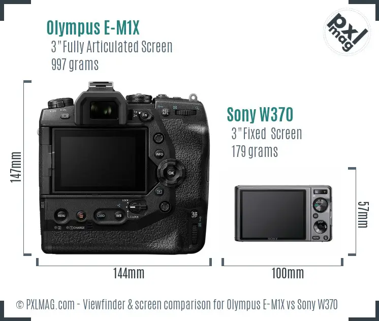 Olympus E-M1X vs Sony W370 Screen and Viewfinder comparison