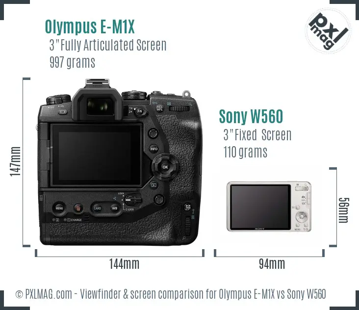 Olympus E-M1X vs Sony W560 Screen and Viewfinder comparison