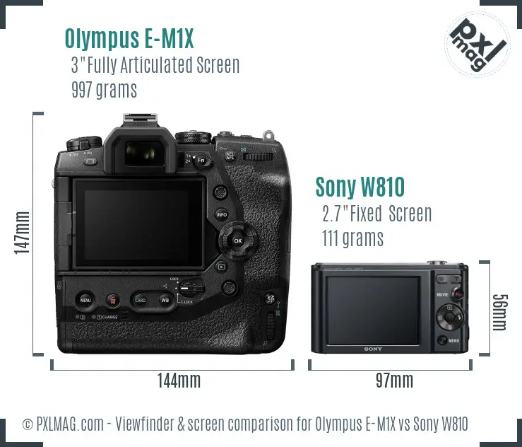 Olympus E-M1X vs Sony W810 Screen and Viewfinder comparison