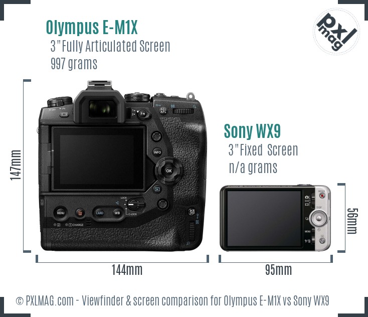 Olympus E-M1X vs Sony WX9 Screen and Viewfinder comparison