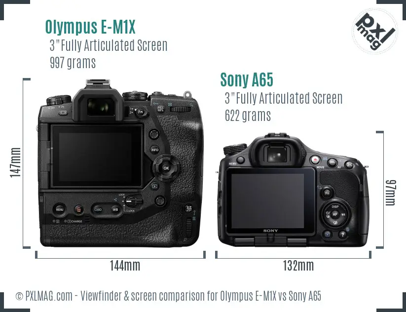 Olympus E-M1X vs Sony A65 Screen and Viewfinder comparison