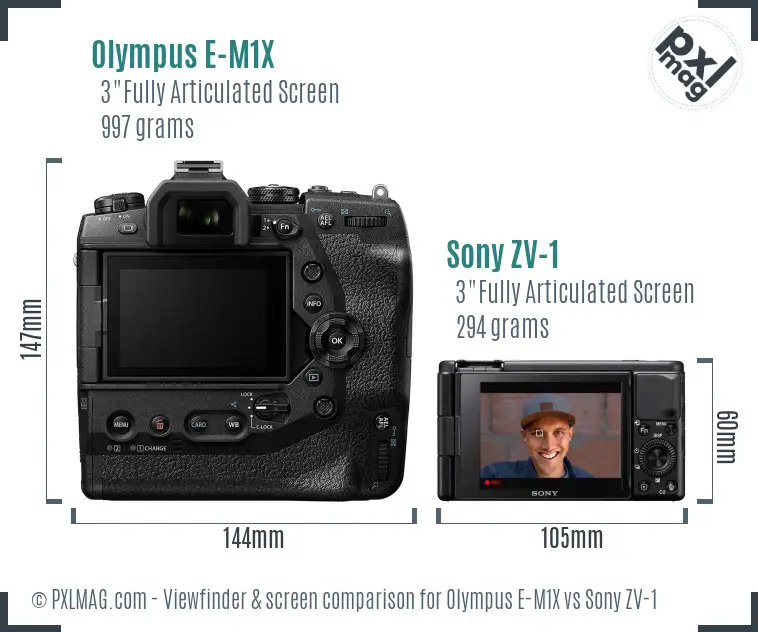 Olympus E-M1X vs Sony ZV-1 Screen and Viewfinder comparison Olympus E-M1X vs Sony ZV-1 Screen and Viewfinder comparison