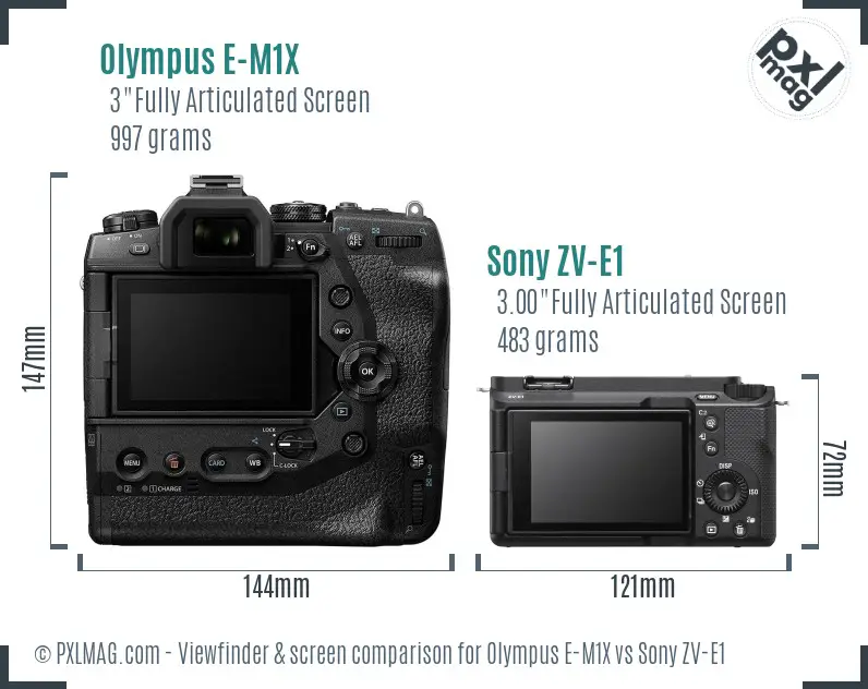 Olympus E-M1X vs Sony ZV-E1 Screen and Viewfinder comparison