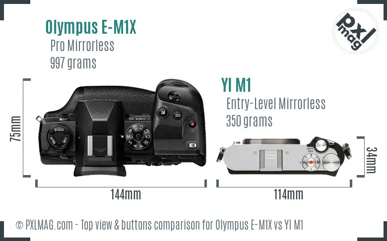 Olympus E-M1X vs YI M1 top view buttons comparison Olympus E-M1X vs YI M1 top view buttons comparison