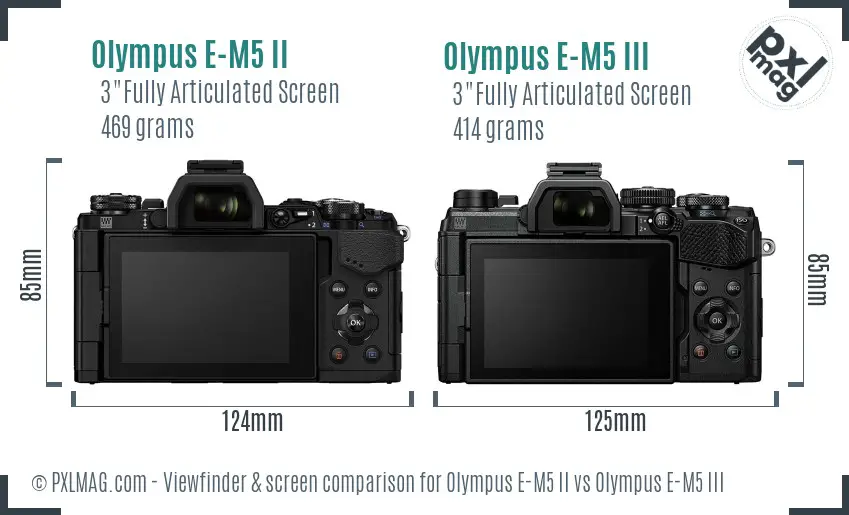 Olympus E-M5 II vs Olympus E-M5 III Screen and Viewfinder comparison