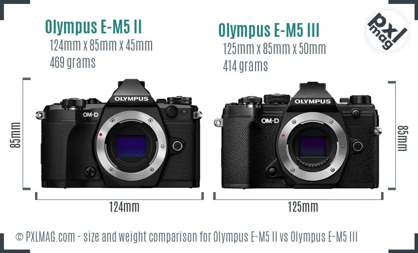 Olympus E-M5 II vs Olympus E-M5 III size comparison