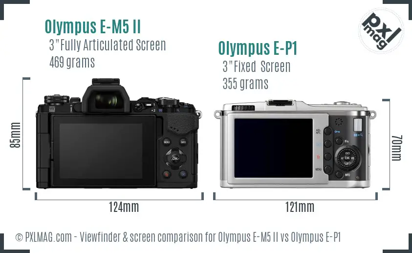 Olympus E-M5 II vs Olympus E-P1 Screen and Viewfinder comparison