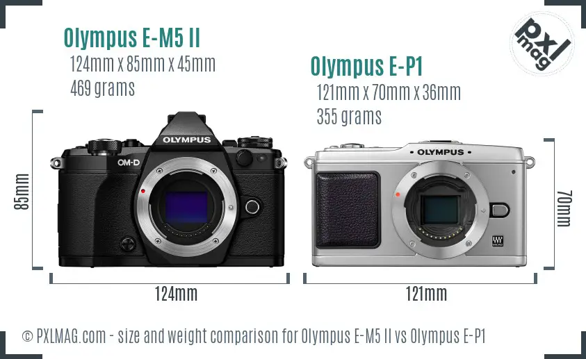 Olympus E-M5 II vs Olympus E-P1 size comparison