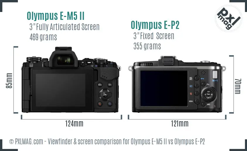 Olympus E-M5 II vs Olympus E-P2 Screen and Viewfinder comparison