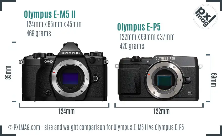 Olympus E-M5 II vs Olympus E-P5 size comparison
