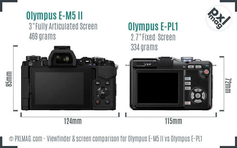 Olympus E-M5 II vs Olympus E-PL1 Screen and Viewfinder comparison